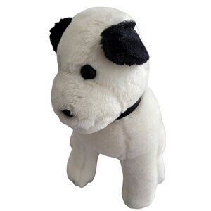 Vintage 90s Dakin RCA Nipper Dog 11 inch Plush White Black Collar Stuffed Animal